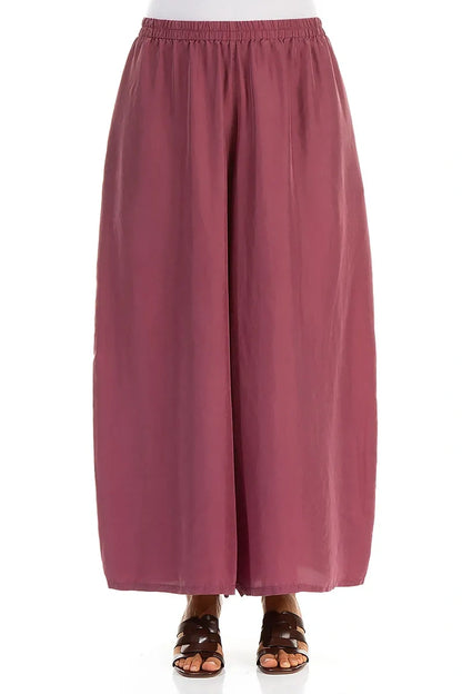 Wide Flowy Antique Ruby Pure Silk Trousers