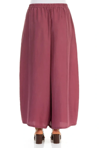 Wide Flowy Antique Ruby Pure Silk Trousers