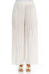 Wide Flowy White Crumpled Pure Silk Trousers 1