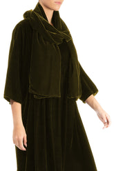 Wide Forest Mist Silk Velvet Scarf 3