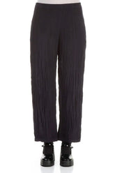 Graphite Blue Crumpled Viscose Trousers 1