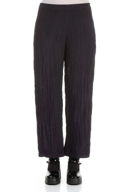 Graphite Blue Crumpled Viscose Trousers 1