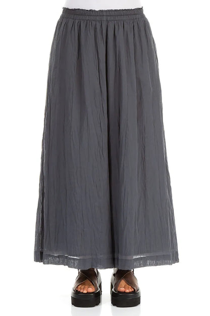 Wide Graphite Crumpled Cotton Trousers 1