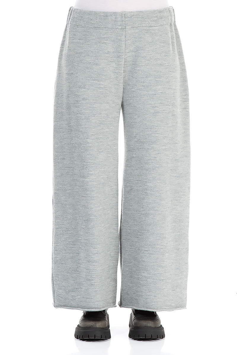 Wide Grey Knitted Wool Trousers