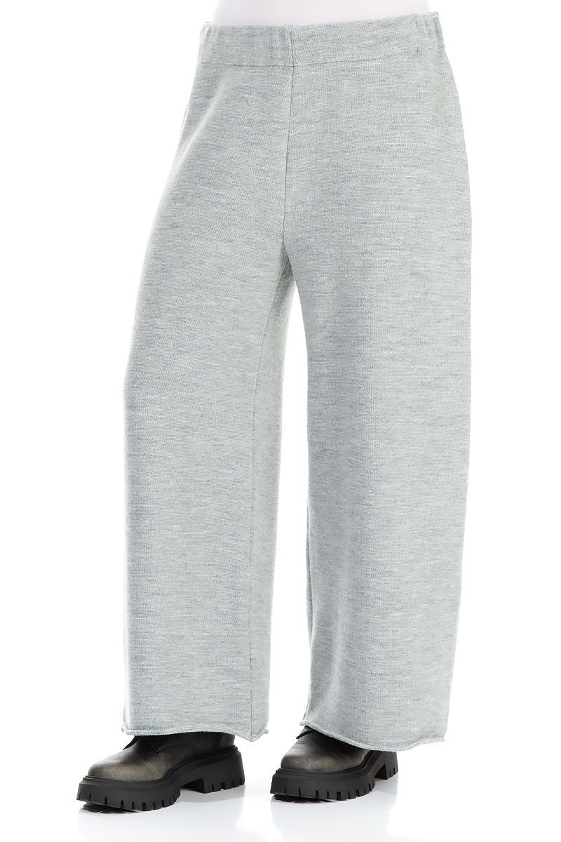 Wide Grey Knitted Wool Trousers