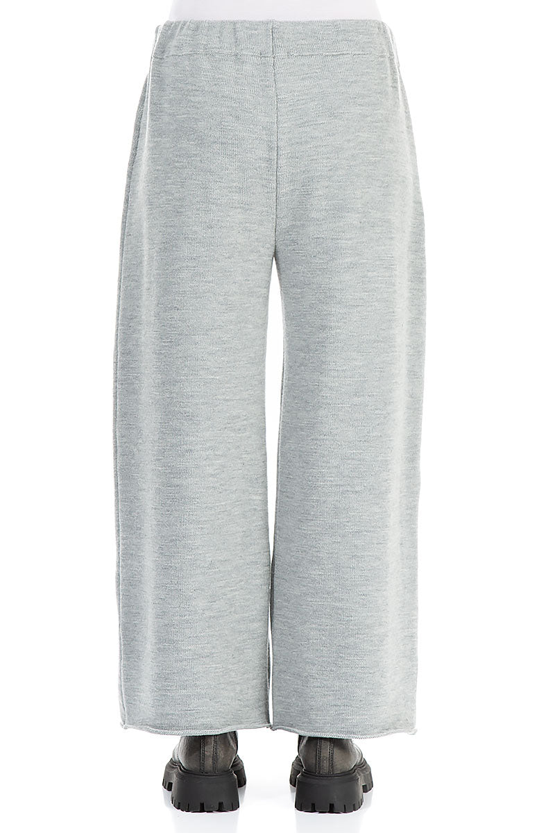 Wide Grey Knitted Wool Trousers