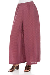 Wide Leg Antique Ruby Textured Silk Trousers 3