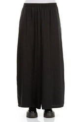Wide Leg Black Silk Trousers 1
