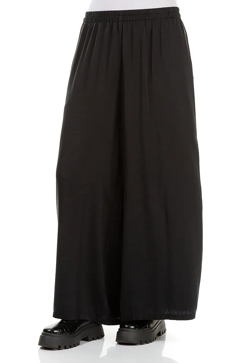 Wide Leg Black Silk Trousers 3