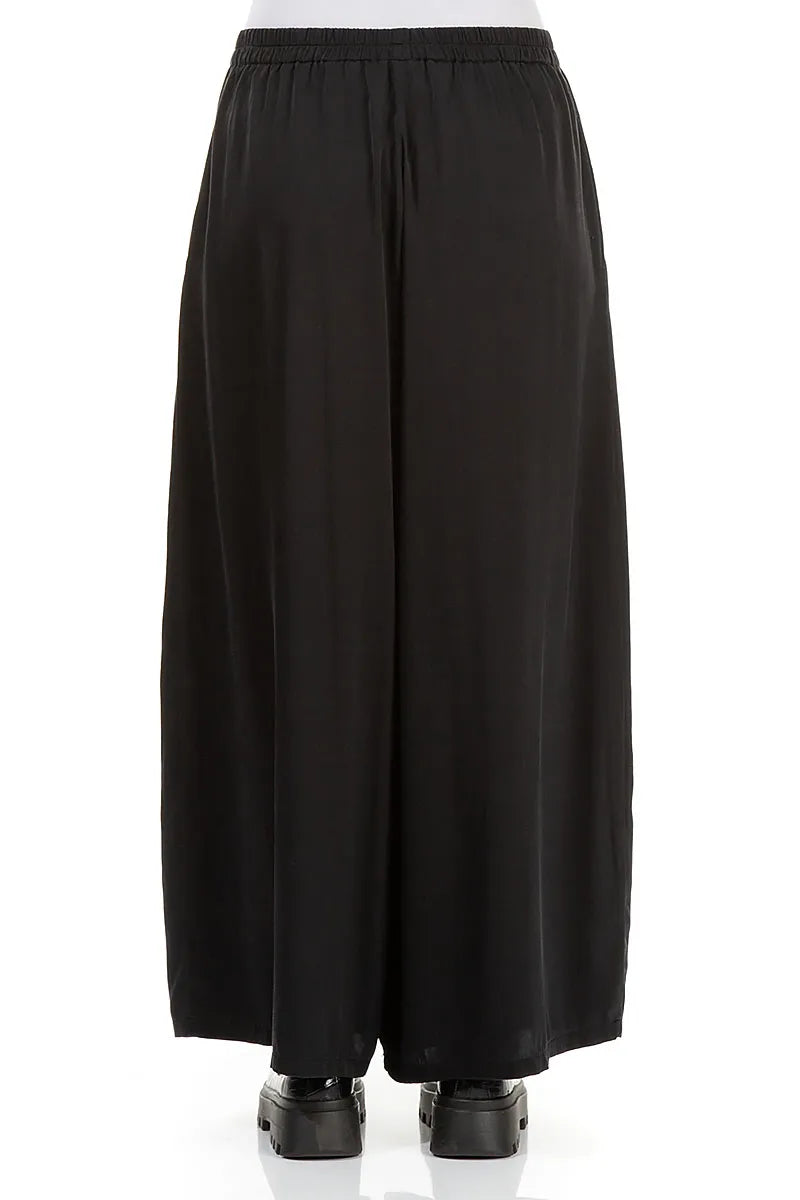 Wide Leg Black Silk Trousers 2