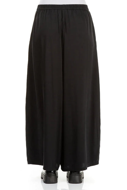 Wide Leg Black Silk Trousers 2