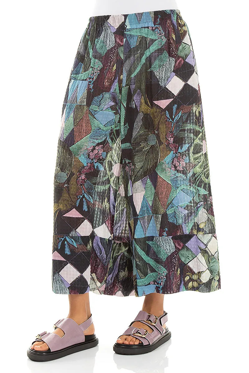 Weite Beinabschlüsse Kunstmosaik Strukturierte Seiden-Culottes