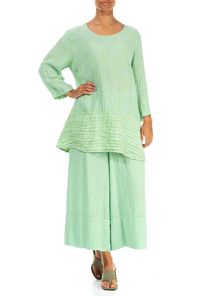 Wide Leg Cuffs Green Sorbet Linen Culottes 4