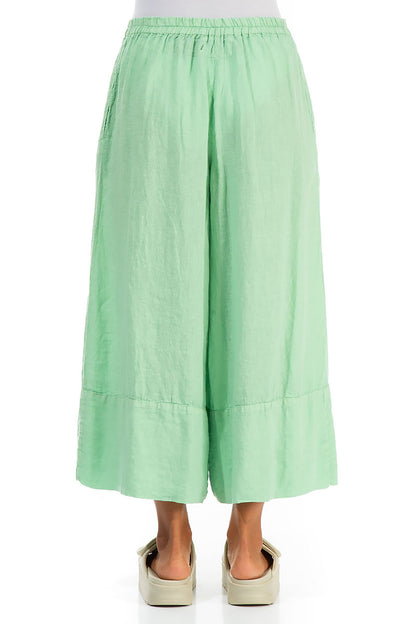 Wide Leg Cuffs Green Sorbet Linen Culottes 2