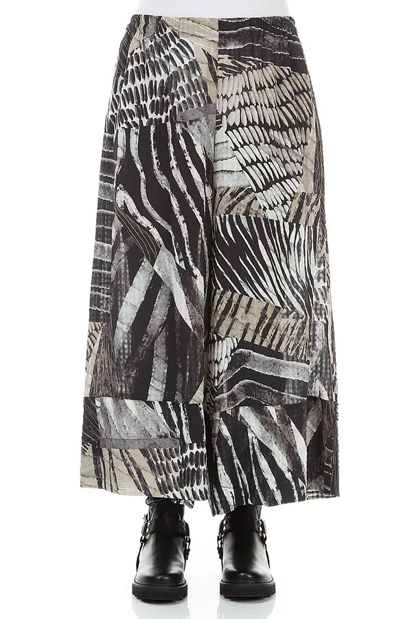 Wide Leg Cuffs Wild Ink Textured Silk Culottes 1