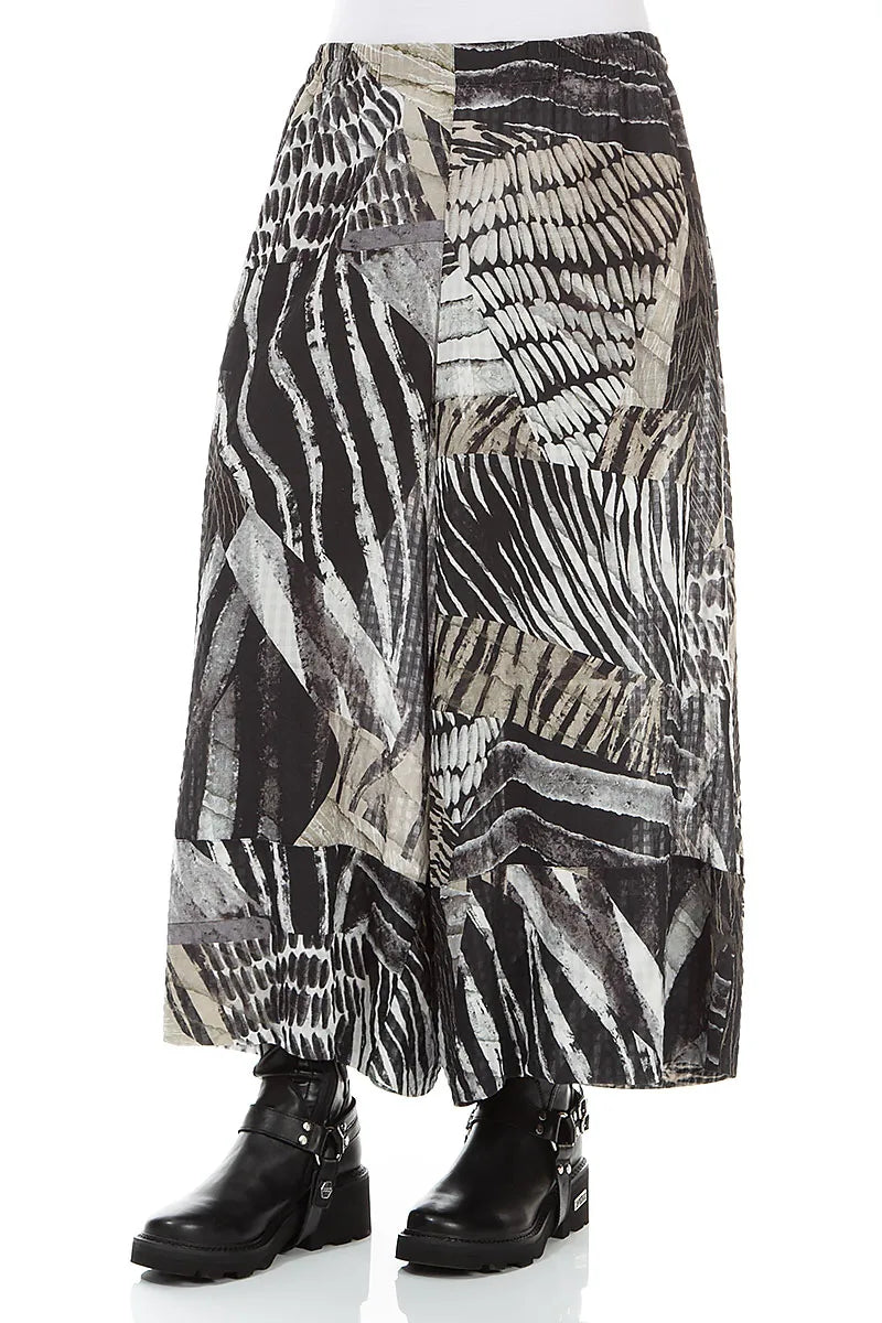 Wide Leg Cuffs Wild Ink Textured Silk Culottes 3