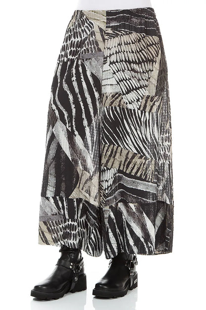 Wide Leg Cuffs Wild Ink Textured Silk Culottes 3