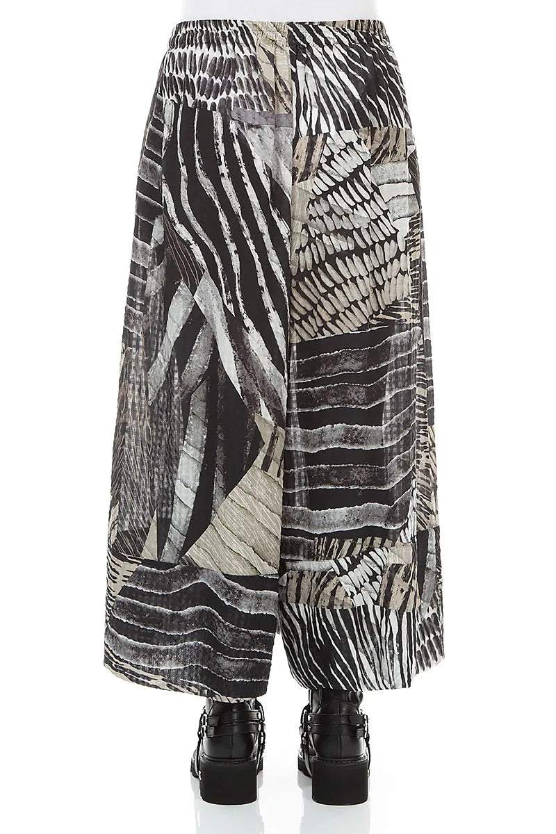 Wide Leg Cuffs Wild Ink Textured Silk Culottes 2