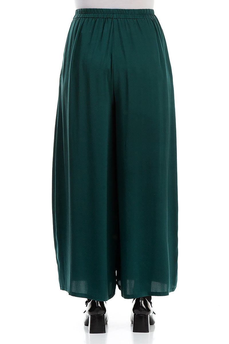 Wide Leg Emerald Silk Bamboo Trousers