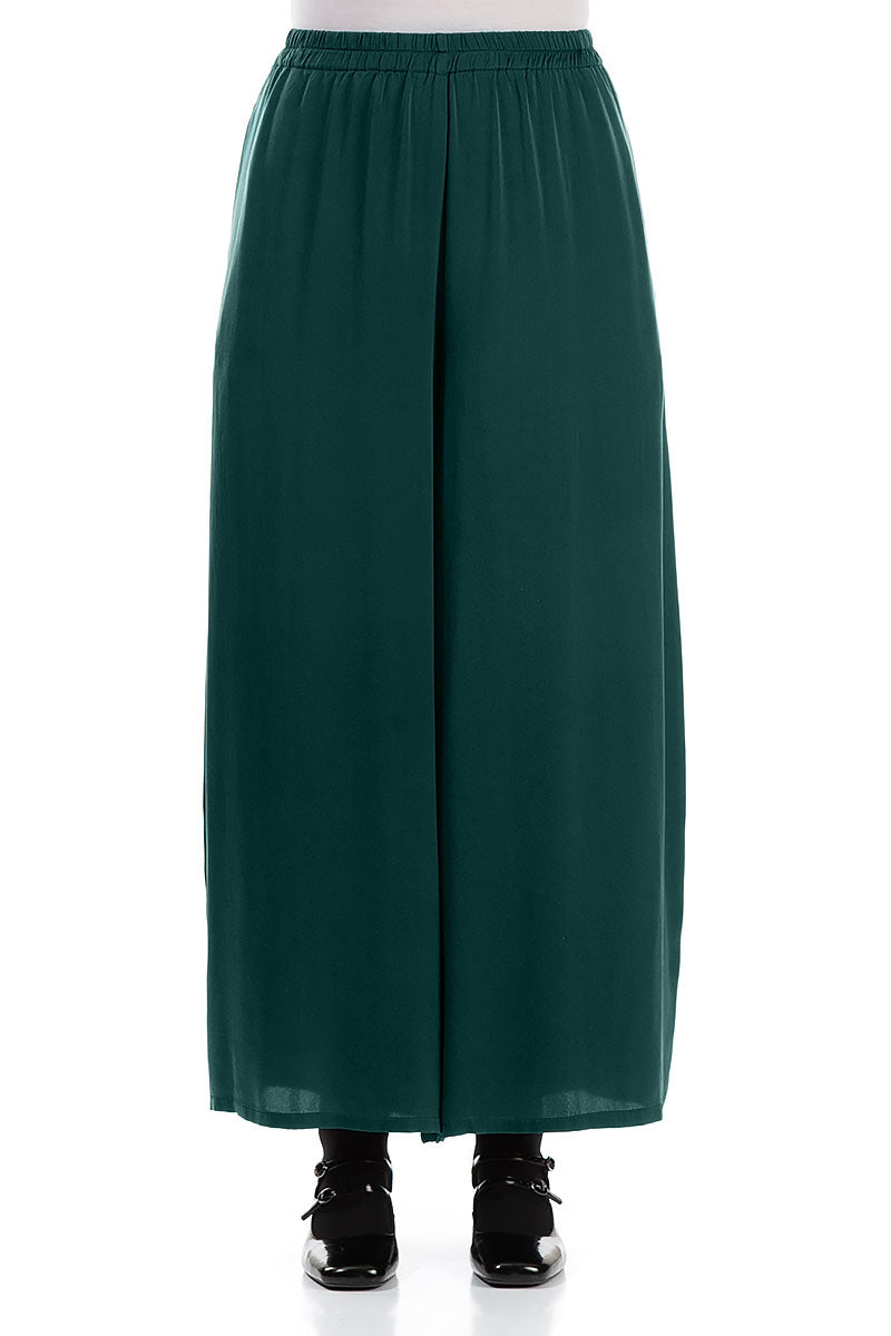 Wide Leg Emerald Silk Bamboo Trousers