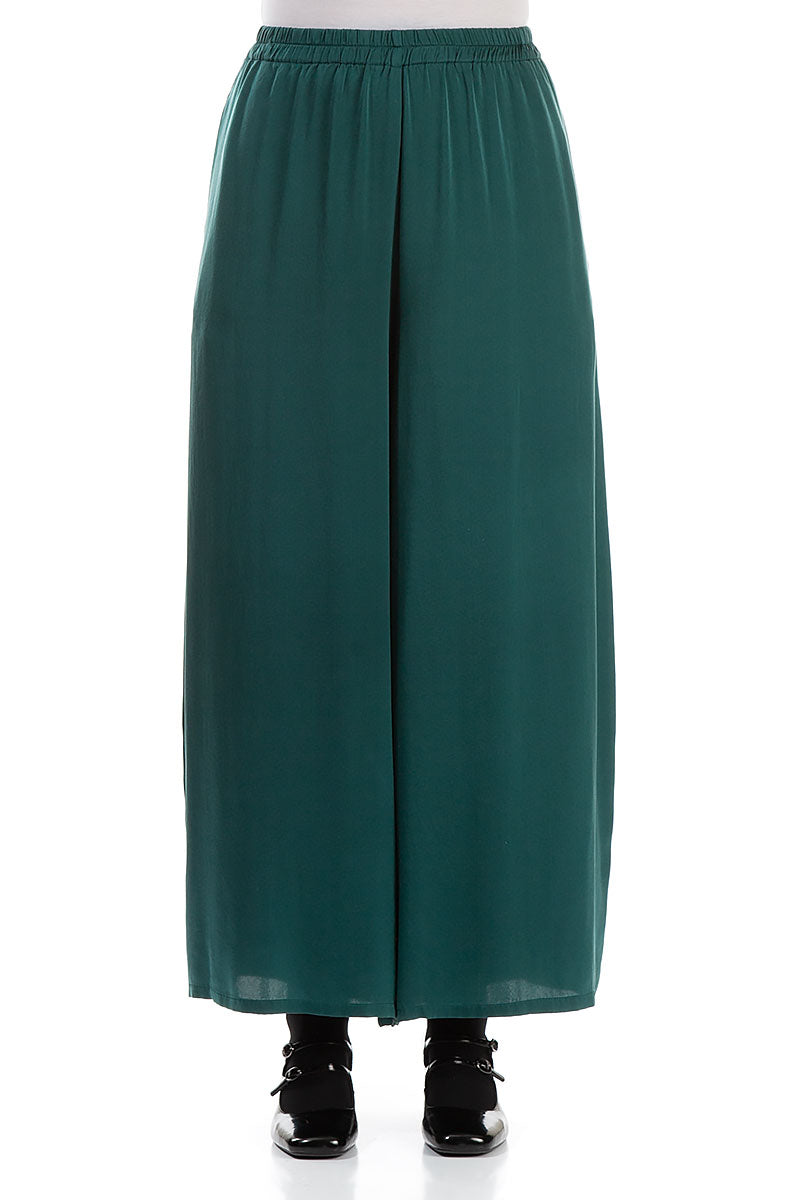 Wide Leg Emerald Silk Trousers