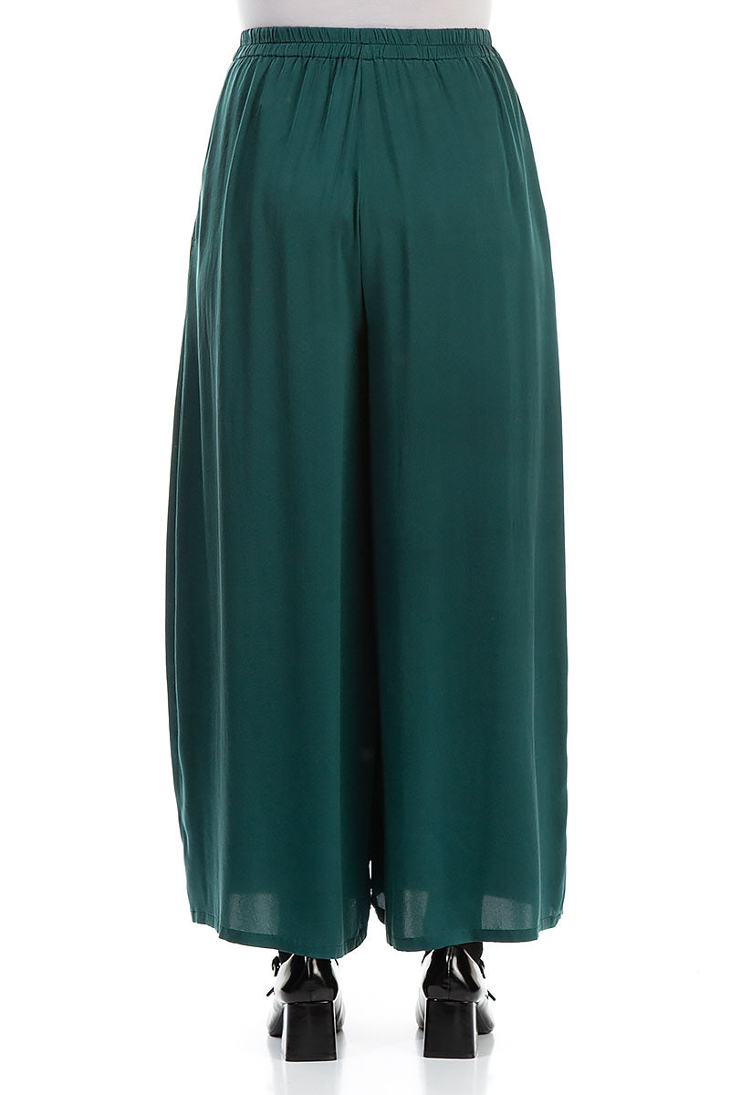 Wide Leg Emerald Silk Trousers