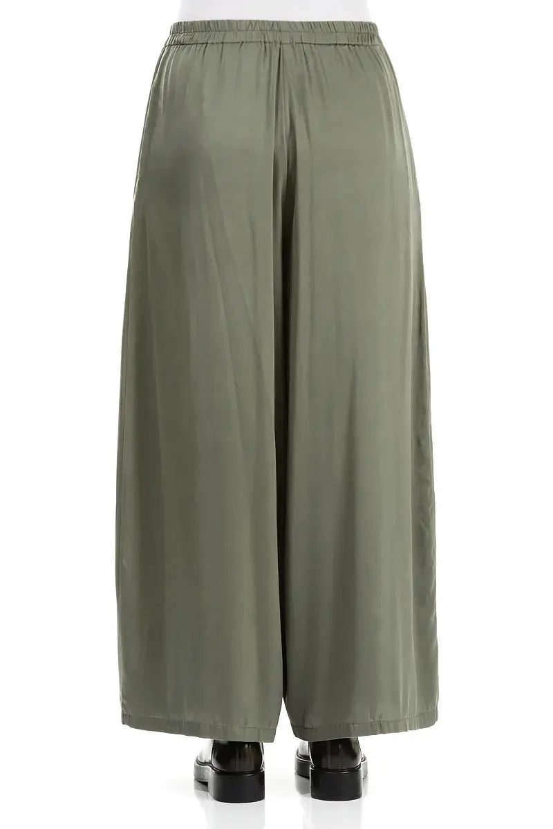 Wide Leg Forest Mist Silk Trousers 2