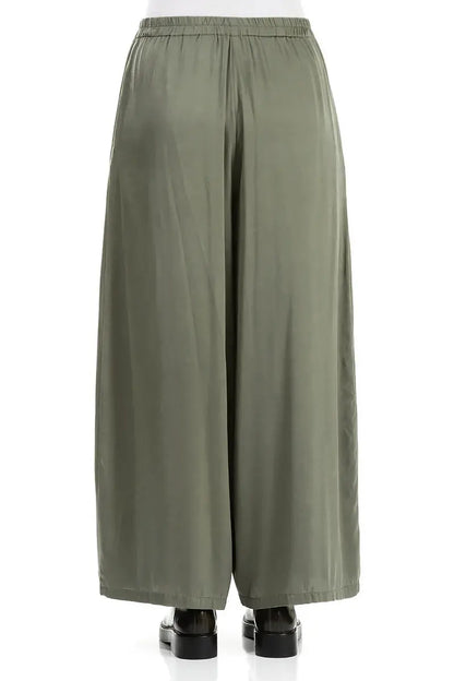 Wide Leg Forest Mist Silk Trousers 2