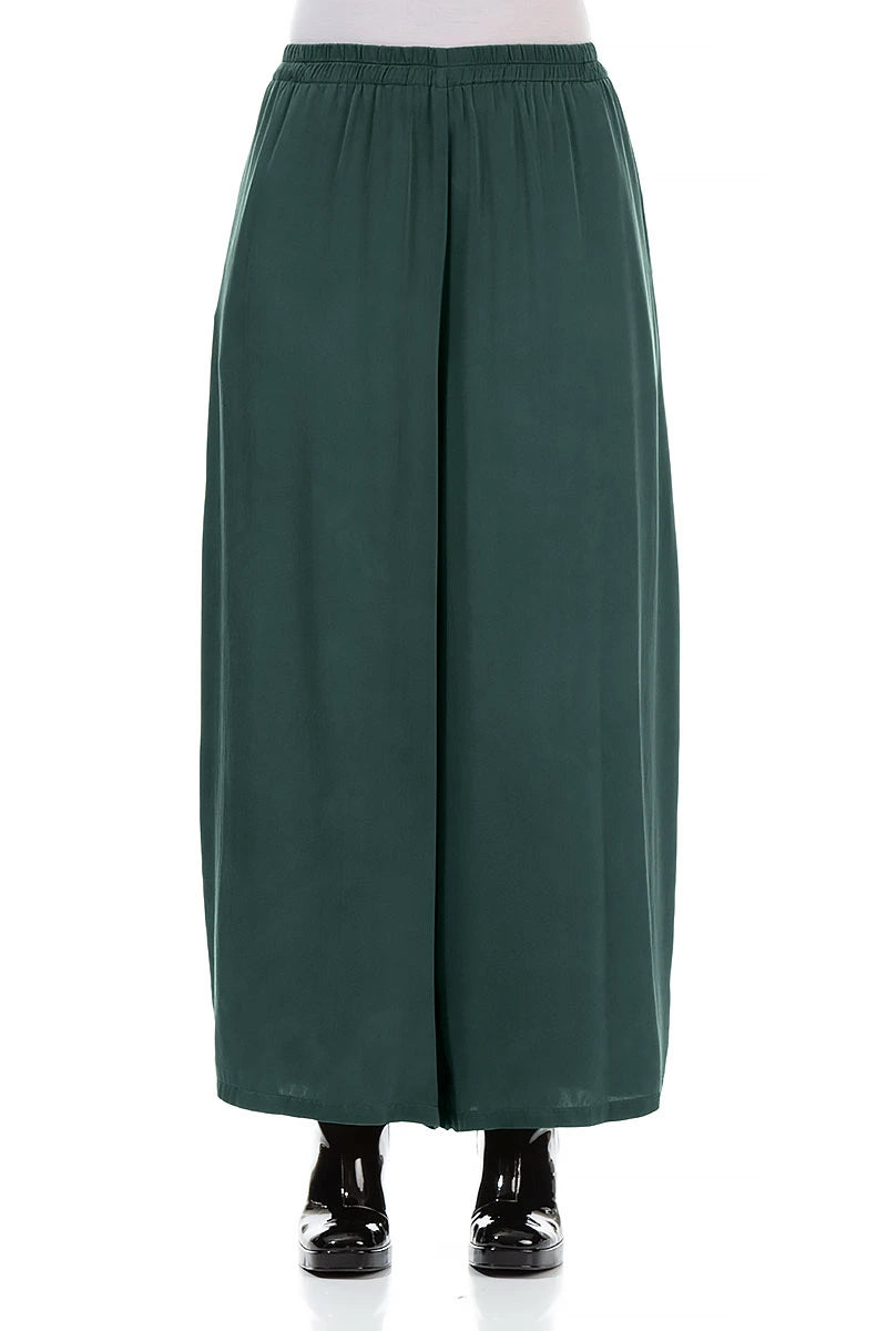 Wide Leg Peacock Silk Trousers 1