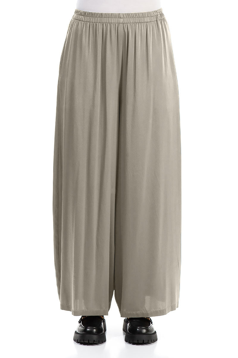 Wide Leg Silver Sage Silk Trousers