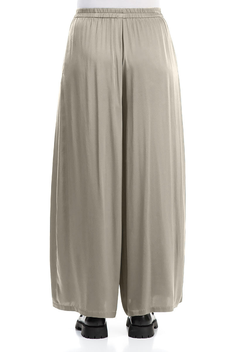 Wide Leg Silver Sage Silk Trousers