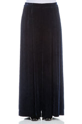 Wide Long Royal Blue Silk Velvet Trousers 2