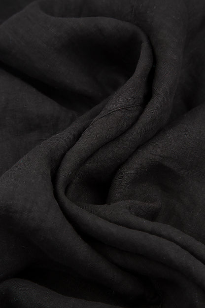 Wide Loose Black Linen Shirt 5