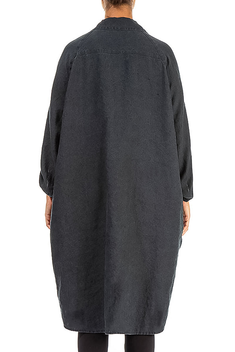 Wide Loose Black Linen Shirt 2