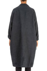 Wide Loose Black Linen Shirt 2