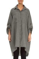 Wide Loose Grey Linen Shirt 1