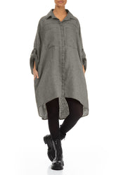Wide Loose Grey Linen Shirt 4