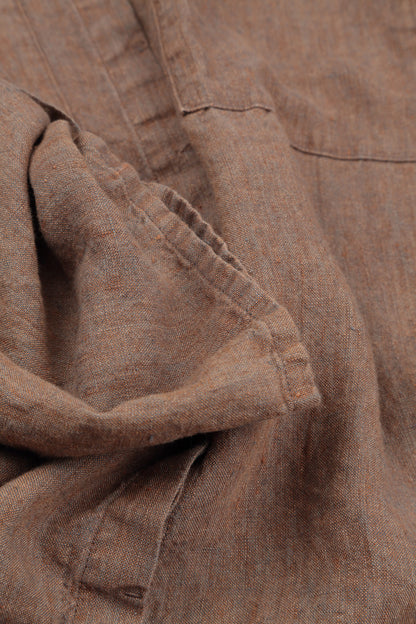 Wide Loose Mocha Linen Shirt 5