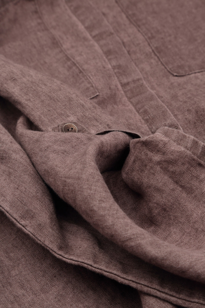 Wide Loose Brown Linen Shirt