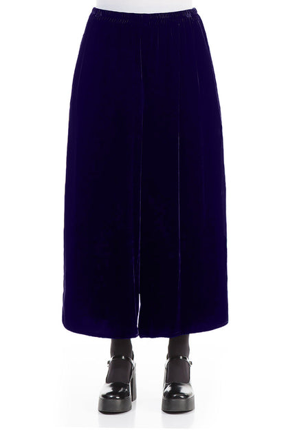 Wide Loose Royal Purple Silk Velvet Trousers 1