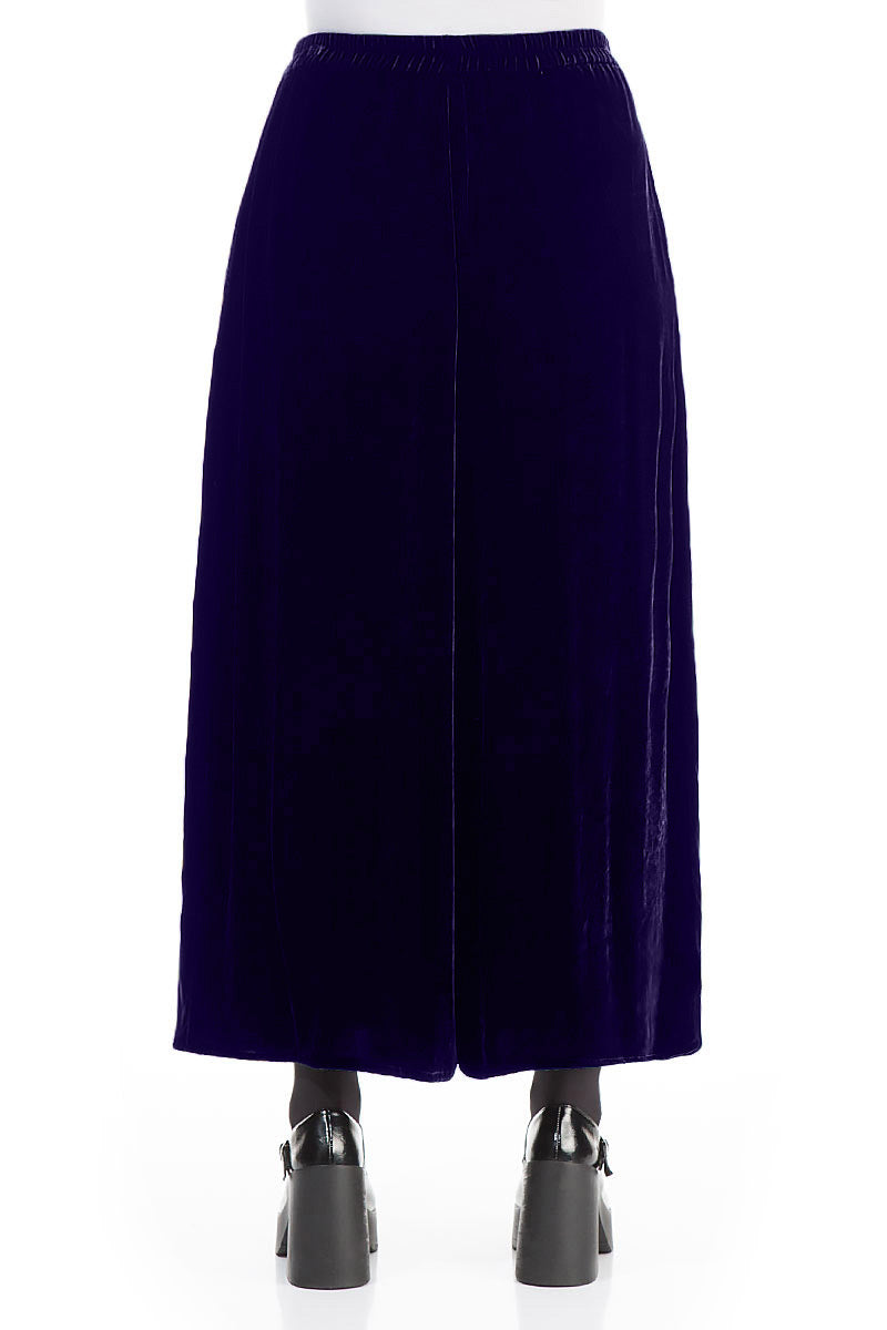 Wide Loose Royal Purple Silk Velvet Trousers 2