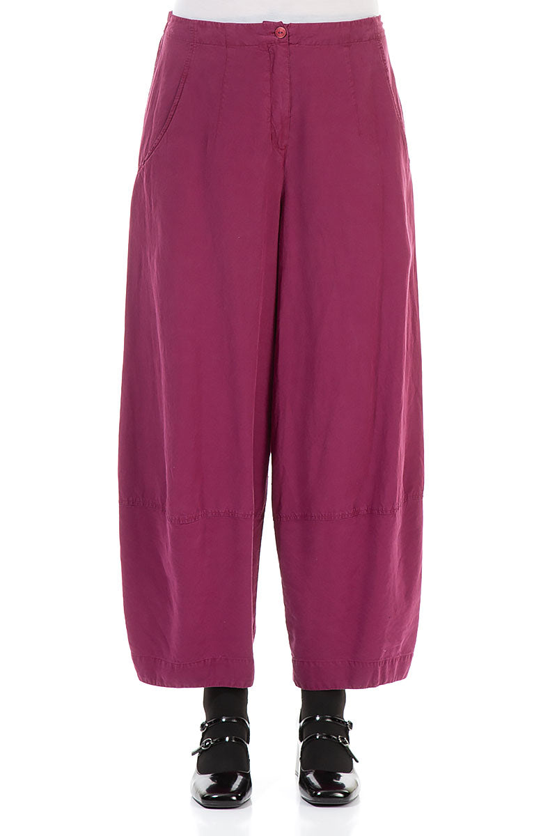 Wide Magenta Silk Linen Trousers