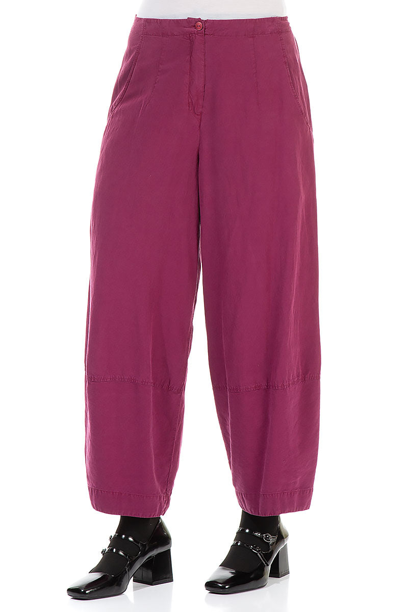 Wide Magenta Silk Linen Trousers