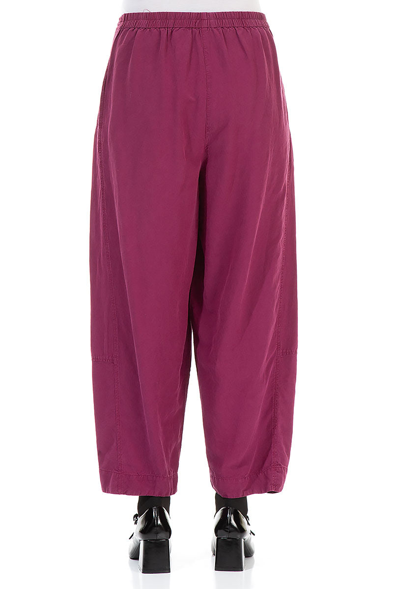 Wide Magenta Silk Linen Trousers