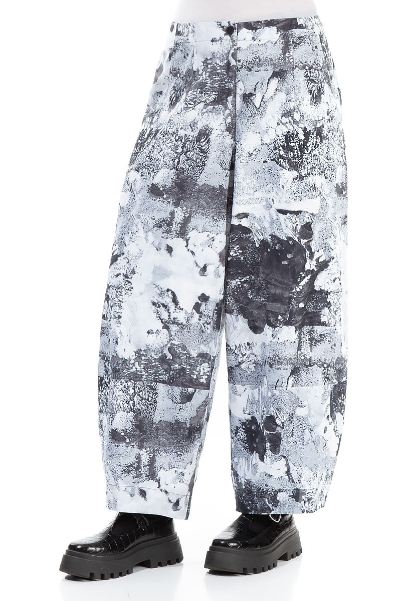 Wide Marble Cotton Trousers