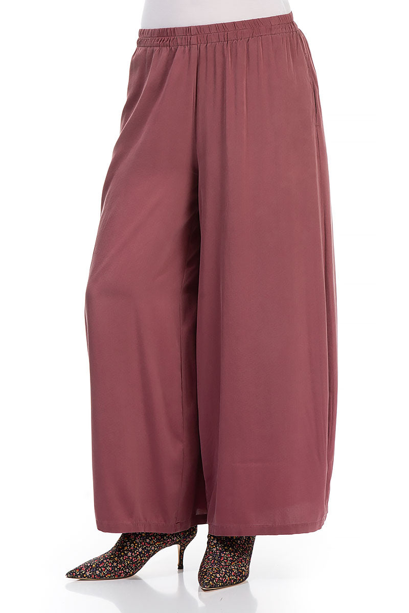 Wide Maroon Silk Trousers