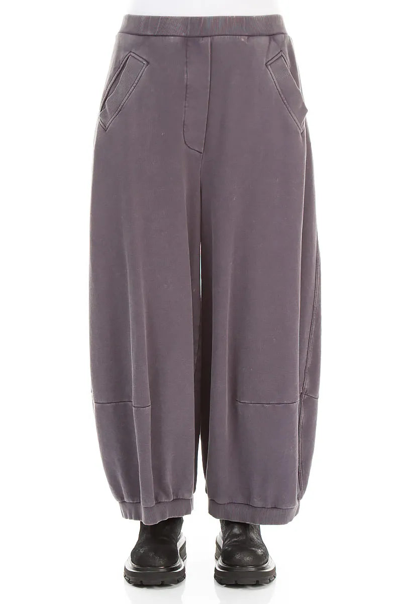 Weite mauve-graue French-Terry-Baumwollhosen