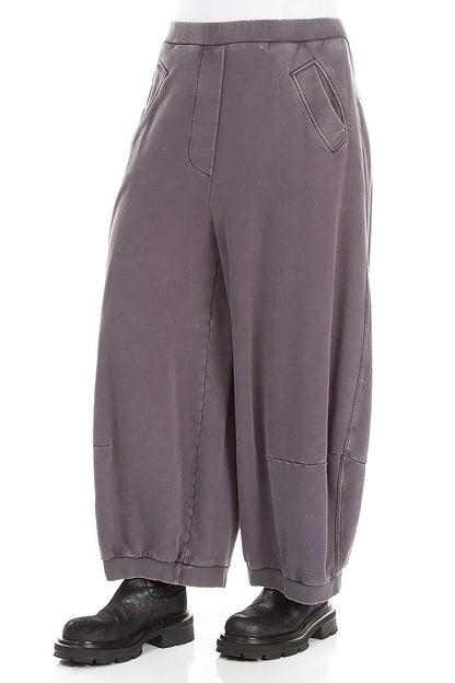 Weite mauve-graue French-Terry-Baumwollhosen