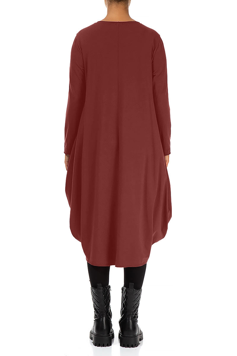 Wide Merlot Cotton Dress