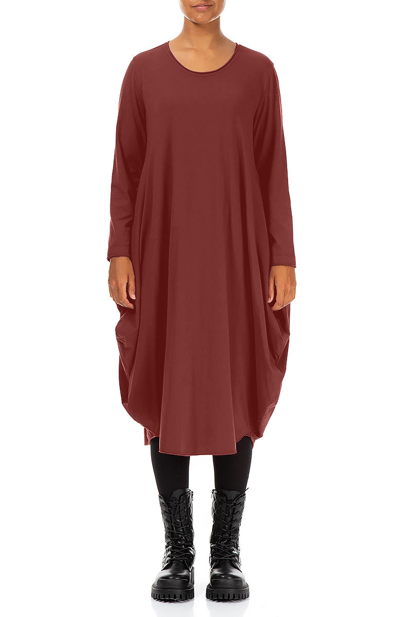 Wide Merlot Cotton Dress